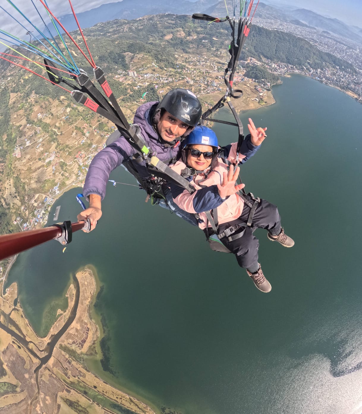 Flying over Fewa Lake
